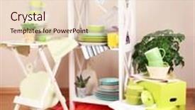  Presentation with tableware - Slide set having beautiful white furniture with tableware and decor on color wall background background and a lemonade colored foreground