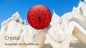  Presentation with umbrella - Amazing slide set having beautiful white hsinbyume pagoda backdrop and a lemonade colored foreground