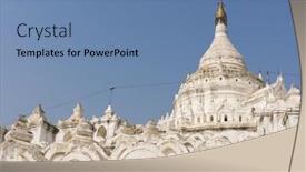  Presentation with western - Beautiful theme featuring beautiful-white-hsinbyume-pagoda backdrop and a teal colored foreground