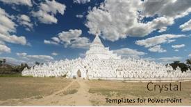  Presentation with white - Audience pleasing presentation design consisting of beautiful-white-hsinbyume-pagoda backdrop and a coral colored foreground