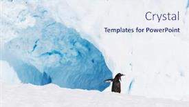  Presentation with antarctic - Beautiful presentation theme featuring beautiful white icy hill with cave in antarctic backdrop and a sky blue colored foreground