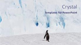  Presentation with antarctic - Audience pleasing slides consisting of beautiful white icy hill with cave in antarctic backdrop and a sky blue colored foreground