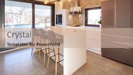  Presentation with luxury house - Slide deck having beautiful-white-modern-kitchen background and a coral colored foreground