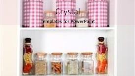  Presentation with out line of glass bottle - Audience pleasing PPT theme consisting of beautiful white shelves with spices in glass bottles backdrop and a lemonade colored foreground