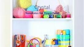  Presentation with thread - Cool new PPT theme with beautiful-white-shelves-with-thread backdrop and a sky blue colored foreground