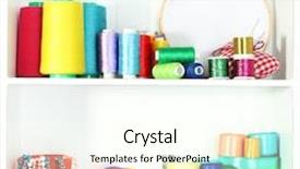  Presentation with thread - Amazing presentation design having beautiful white shelves with thread and material for handicrafts backdrop and a cream colored foreground