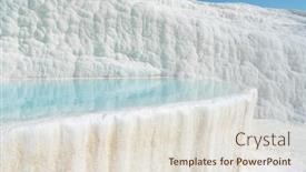  Presentation with turquoise - Beautiful theme featuring beautiful-white-travertine-terrace backdrop and a lemonade colored foreground