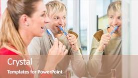  Presentation with wife - PPT theme with household utilities - happy blond man holding background and a coral colored foreground