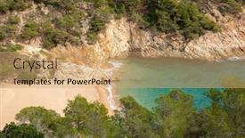  Presentation with turquoise beach - Presentation theme having beautiful-wild-beach-turquoise-mediterranean background and a coral colored foreground