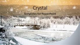  Presentation with bridge - Presentation design having beautiful winter landscape with bridge background and a coral colored foreground