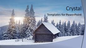  Presentation with snow - PPT theme featuring beautiful winter landscape with snow background and a  colored foreground