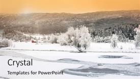  Presentation with japan beautiful landscape mountain fuji - Audience pleasing presentation theme consisting of beautiful winter landscape with snow backdrop and a  colored foreground