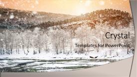  Presentation with snow - Theme with beautiful winter landscape with snow background and a  colored foreground
