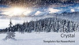  Presentation with snow covered trees and falling - Slides featuring beautiful winter landscape with snow background and a  colored foreground