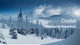  Presentation with snow covered trees and falling - Cool new presentation design with beautiful winter landscape with snow backdrop and a  colored foreground