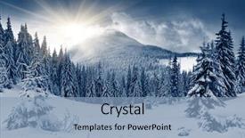  Presentation with winter - Beautiful presentation theme featuring beautiful winter landscape with snow backdrop and a light blue colored foreground