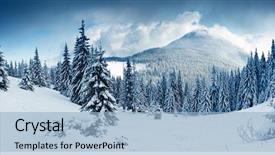  Presentation with snow - Colorful PPT theme enhanced with beautiful winter landscape with snow backdrop and a light blue colored foreground