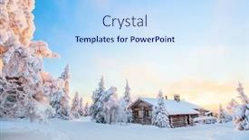  Presentation with hut - PPT theme featuring beautiful-winter-landscape-with-wooden background and a  colored foreground