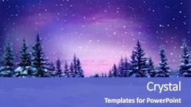 Presentation with christmas card - Beautiful PPT theme featuring beautiful winter night landscape backdrop and a teal colored foreground