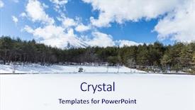  Presentation with forests - Colorful theme enhanced with beautiful winter with forests and mountains and a clear blue sky backdrop and a sky blue colored foreground