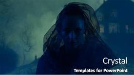  Presentation with witchcraft - Presentation theme with beautiful-witch-making-the-witchcraft background and a navy blue colored foreground