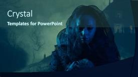  Presentation with witchcraft - Presentation theme consisting of beautiful-witch-making-the-witchcraft background and a ocean colored foreground