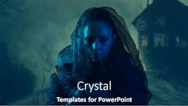  Presentation with witchcraft - Presentation theme featuring beautiful-witch-making-the-witchcraft background and a navy blue colored foreground