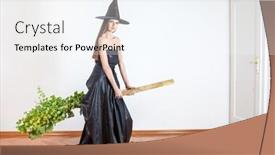  Presentation with eco - Theme featuring beautiful witch tries out her new eco broom background and a sky blue colored foreground