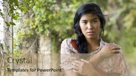  Presentation with ethnicity - PPT theme enhanced with beautiful-woman-20-years background and a coral colored foreground