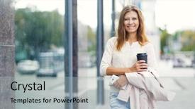  Presentation with old - Audience pleasing presentation design consisting of beautiful woman 30 years old backdrop and a  colored foreground