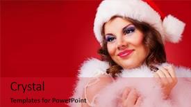 Presentation with christmas red - PPT theme consisting of beautiful woman against red background christmas topic background and a red colored foreground