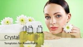  Presentation with free organic cosmetic - Presentation consisting of beautiful woman and organic cosmetic background and a yellow colored foreground