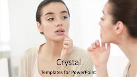  Presentation with ointment cream - Presentation theme featuring beautiful woman applying cream onto background and a lemonade colored foreground