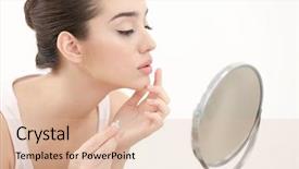  Presentation with ointment cream - Beautiful presentation design featuring beautiful woman applying cream onto backdrop and a lemonade colored foreground