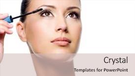  Presentation with eyelashes - Theme featuring model eye - beautiful woman applying mascara background and a lemonade colored foreground