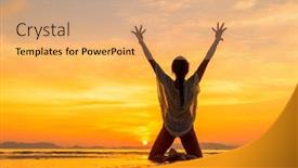  Presentation with thailand - PPT theme having beautiful-woman-at-the-beach background and a coral colored foreground