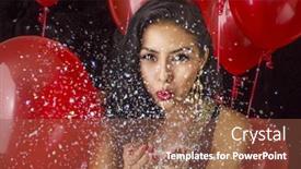  Presentation with confetti - PPT theme consisting of beautiful woman blowing confetti at party background and a tawny brown colored foreground
