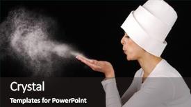  Presentation with white and black woman climbing ladders - Presentation having beautiful woman blowing white powder background and a dark gray colored foreground