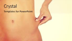  Presentation with fat - Presentation theme enhanced with beautiful woman checking fat on her belly background and a coral colored foreground