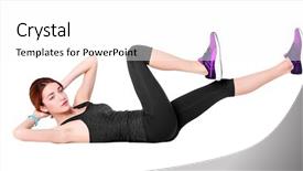  Presentation with bicycle trail - PPT layouts having beautiful woman doing bicycle crunch background and a  colored foreground