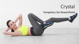  Presentation with bicycle generator - Audience pleasing theme consisting of beautiful woman doing bicycle crunch backdrop and a  colored foreground