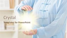  Presentation with tai chi - Beautiful presentation featuring beautiful-woman-doing-qi-gong backdrop and a cream colored foreground