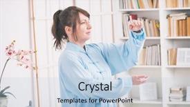  Presentation with tai chi - PPT layouts consisting of beautiful woman doing qi gong background and a light blue colored foreground