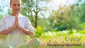  Presentation with exercise - Slide deck having beautiful-woman-doing-yoga-exercise background and a yellow colored foreground