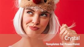  Presentation with christmas play - Slide deck having beautiful woman dressed in carnival background and a  colored foreground