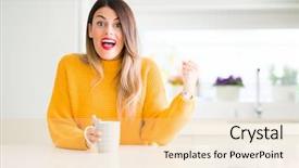  Presentation with young woman diagnosis of sti - Audience pleasing theme consisting of beautiful woman drinking a cup backdrop and a  colored foreground