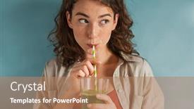  Presentation with smoothie - Presentation theme having beautiful-woman-drinking-an-organic background and a coral colored foreground
