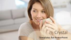  Presentation with hot tea - Cool new presentation design with beautiful woman drinking hot tea backdrop and a lemonade colored foreground