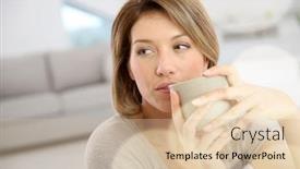  Presentation with hot tea - Cool new theme with beautiful woman drinking hot tea backdrop and a lemonade colored foreground