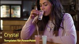  Presentation with tequila - Colorful PPT theme enhanced with beautiful-woman-drinking-tequila-shot backdrop and a tawny brown colored foreground